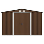 ZNTS Garden Storage Shed Brown 257x205x178 cm Steel 47031