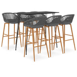 7 Piece Bar Set Black and Grey 3057394