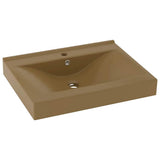 Luxury Basin with Faucet Hole Matt Cream 60x46 cm Ceramic 147029