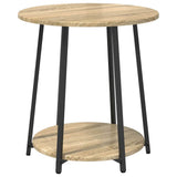 Side Table Set with Shelf 2 pcs Sonoma Oak and Black 869703