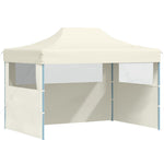 Professional Folding Party Tent with 3 Sidewalls 3x4 m Steel Cream 48893