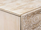Bed cabinet with Drawer White 50 x 33 x 60 cm Solid Mango Wood 4018376