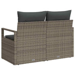 Garden Sofa with Cushion Grey 120 x 62 x 69cm Poly Rattan 42006754