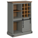 ZNTS Wine Cabinet HALDEN with Wine Racks and Sliding Door Grey Pine 4018447