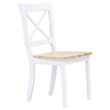 Dining Chairs 6 pcs White and Light Wood Solid Rubber Wood 277544