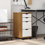Rolling Cabinet with Drawers MOSS Honey Brown Solid Wood Pine 4015793