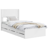 Bed Frame with Storage and Headboard White 75 x 190 cm 3414347