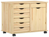 Rolling Cabinet Brown 63.5 x 39 x 65.5 cm Solid Pine Wood 42032397