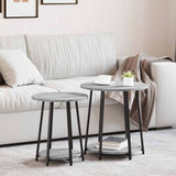 Side Table Set with Shelf 2 pcs Grey Sonoma and Black 869705