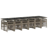 13 Piece Garden Dining Set with Cushions Grey Poly Rattan 3210944