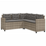 Garden Sofa with Table and Cushions L-Shaped Grey Poly Rattan 369049