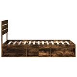 Bed Frame with Headboard Smoked Oak 90 x 200 cm Solid Pine Wood 3411459