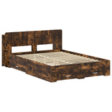 Bed Frame with Storage Smoked Oak 150 x 200 cm Engineered Wood 3433776