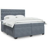 Box Spring Bed with Mattress Dark Grey 200x200 cm Velvet 3291009