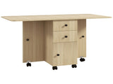 Six-Person Drop Leaf Dining Table, with Storage - Wood-Effect T3398P329436