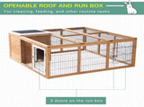 Rabbit Hutch Outdoor, Guinea Pig House, Bunny Run Cage with Openable Top for 12 Rabbits, 123 120 T3398P548546