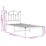 Metal Bed Frame without Mattress with Headboard White 75x190cm 353478