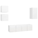 5 Piece TV Cabinet Set White Engineered Wood 3078695