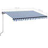 Manual Retractable Awning with LED 350x250 cm Blue and White 3069081