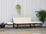 2-Seater 2-in-1 Rattan Convertible Sofa Daybed Brown T3398P320157