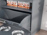 Pet Feeder Station, Dog, Cat Storage Container, with Raised Bowls, Hanger, Cabinet - Grey T3398P349788