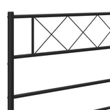 Metal Bed Frame without Mattress with Headboard Black 150x200cm 372279