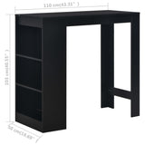 Bar Table with Shelf Black 110x50x103 cm 280212