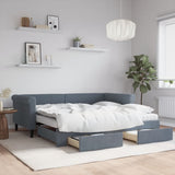 Daybed with Trundle and Drawers Dark Grey 90x190 cm Velvet 3197868