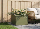 Garden Planter with LED Olive Green 30 x 40 x 30 cm Steel 8008076