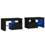 ZNTS Bedside Cabinets 2 pcs with LED Lights Black 70x36.5x40 cm 3152771