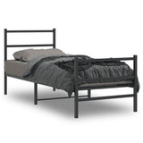 Metal Bed Frame without Mattress with Footboard Black 75x190cm 355373