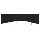 5-panel Wind Screen Fabric 600x160 cm Black 47170