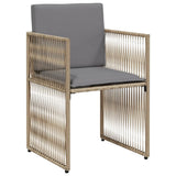 7 Piece Garden Dining Set with Cushions Beige Poly Rattan 369012