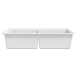 ZNTS Overmount Kitchen Sink Double Basin Granite Cream White 141677