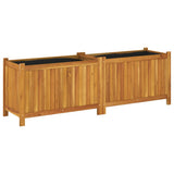 Garden Planter with Liner 153x38.5x50 cm Solid Wood Acacia 366442