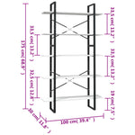 5-Tier Book Cabinet White 100x30x175 cm Pinewood 3082004