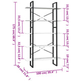 5-Tier Book Cabinet White 100x30x175 cm Pinewood 3082004