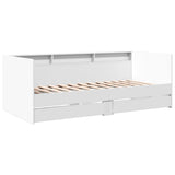 ZNTS Daybed with Drawers without Mattress White 100x200 cm 3280839