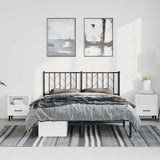 Metal Bed Frame without Mattress with Headboard Black 150x200cm 374439