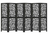Room Divider 6 Panels Black Solid Wood Paulownia 358762