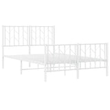 Metal Bed Frame without Mattress with Footboard White 120x200cm 374502