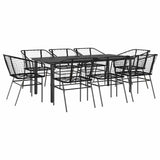 9 Piece Garden Dining Set Black Poly Rattan Glass 3334589