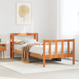 Bed Frame with Headboard without Mattress Wax Brown 75x190 cm Small Single 3305771
