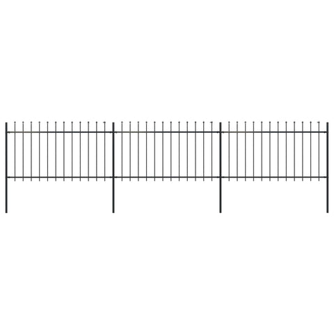 ZNTS Garden Fence with Spear Top Steel 5.1x1 m Black 277613