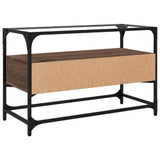TV Cabinet with Glass Top Brown Oak 80x35x51 cm Engineered Wood 846063