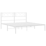 ZNTS Metal Bed Frame without Mattress with Headboard White 135x190cm 372325