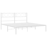 ZNTS Metal Bed Frame without Mattress with Headboard White 135x190cm 372325