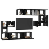 TV Units Wall-mounted 4 pcs Black Oak Engineered wood 3393493