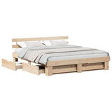 Bed Frame with Headboard Brown 180 x 200 cm Solid Pine Wood 3382265