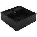 146953 Luxury Basin Overflow Square Matt Black 41x41 cm Ceramic